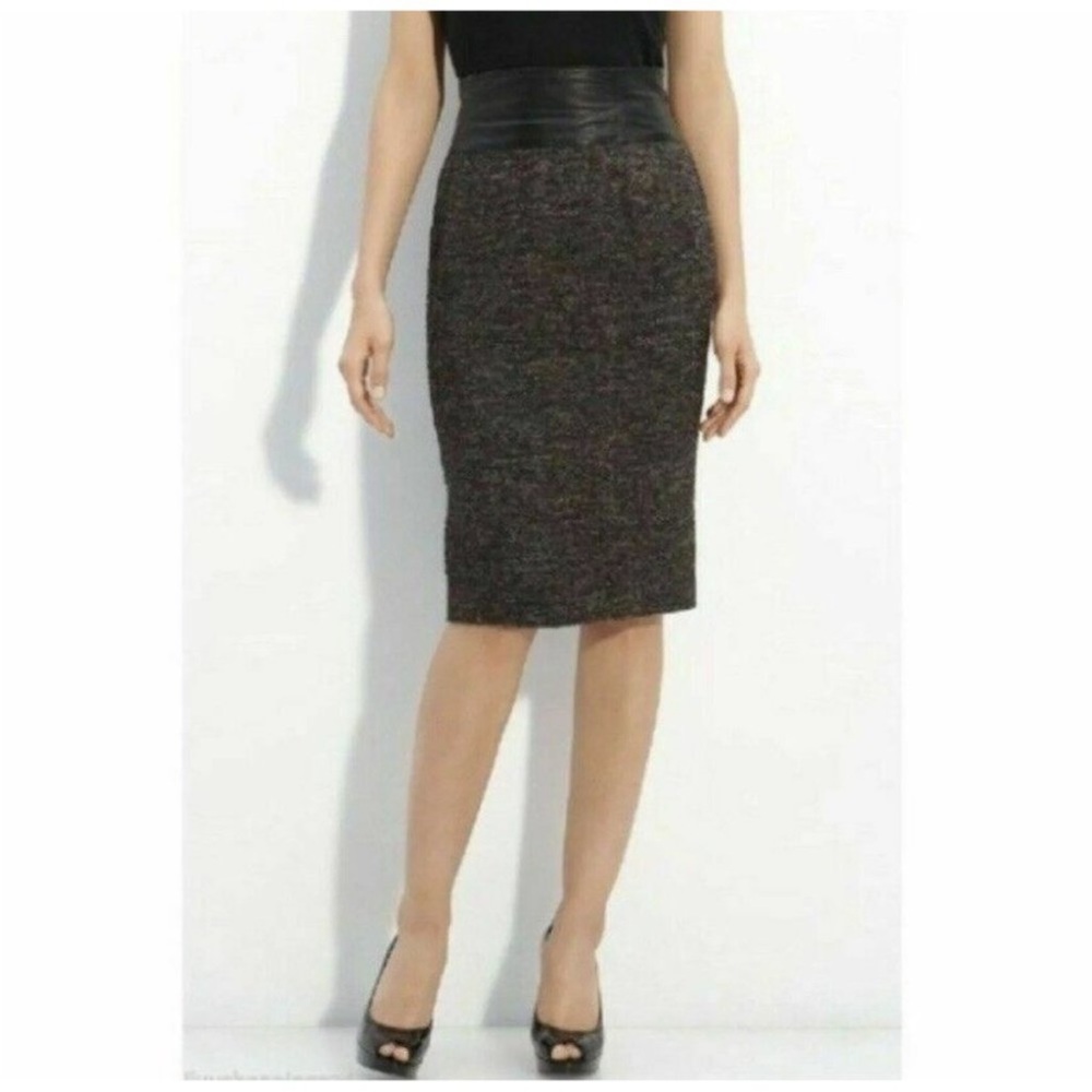 Lafayette 148 New York Black and Brown Pencil Skirt
